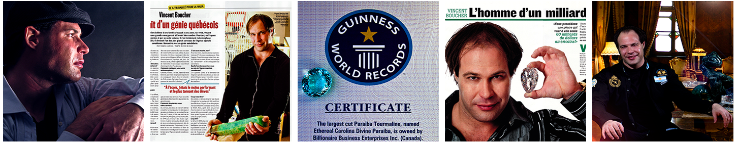 Le président de QUÉBEC.IA, Vincent Boucher, détient un record du monde Guinness dans l'industrie des beaux-arts et de la haute joaillerie: http://www.billionaire.tv/TheGazette.pdf